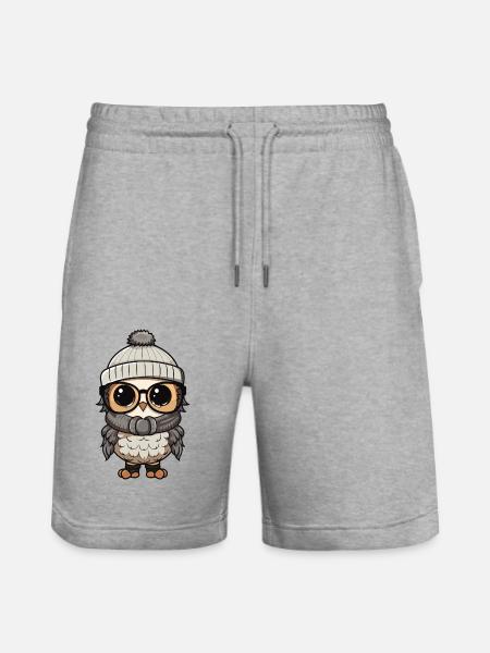Eule Winter Cozy - Stanley/Stella Unisex Bio Joggingshorts Trainer  - Grau meliert