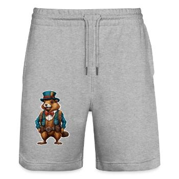 Lederhosen / Animal / Costume traditionnel / Tradition / Castor - Short de jogging bio TRAINER Stanley/Stella unisexe - gris chiné - Devant - Nik (191cm) & Marisol (170cm)