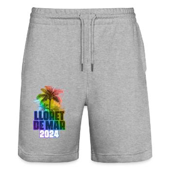 Lloret De Mar 2024 Holiday Palm Trees Multicolored - Stanley/Stella Trainer Unisex Organic Jogging Shorts - heather grey - Front - Nik (191cm) & Marisol (170cm)