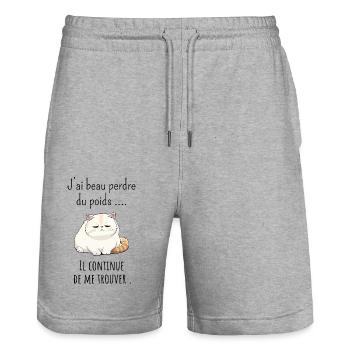 J’ai beau perdre poids il continue de me trouver - Short de jogging bio TRAINER Stanley/Stella unisexe - gris chiné - Devant - Nik (191cm) & Marisol (170cm)