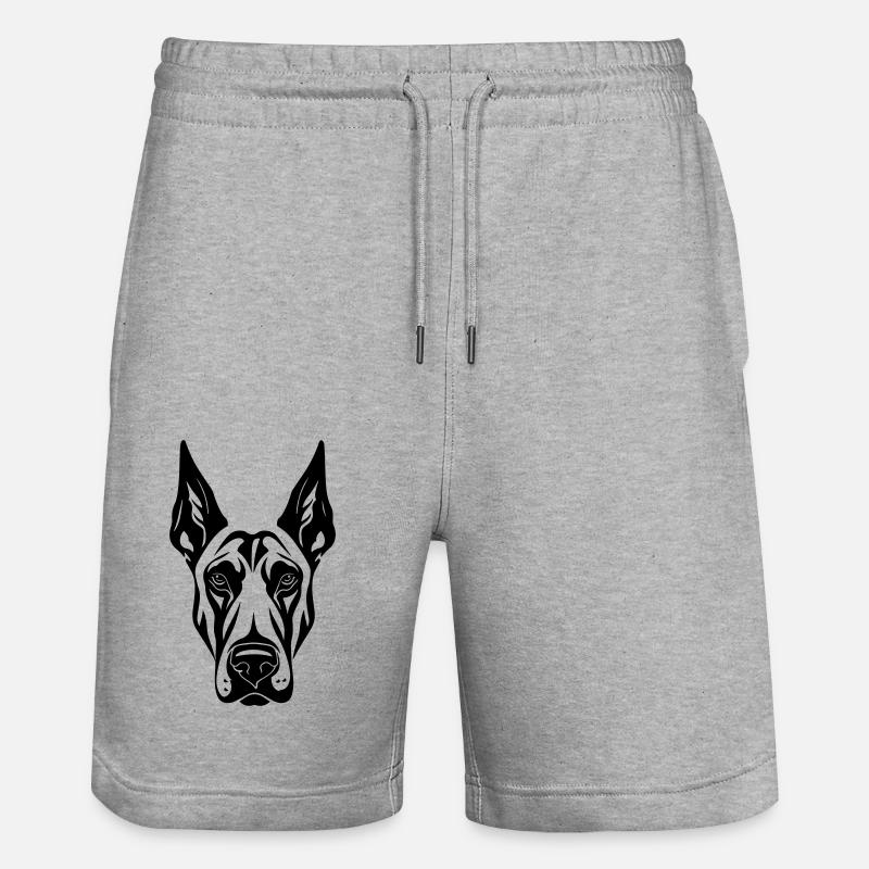 Doberman Hund Kopf - Stanley/Stella Unisex Bio Joggingshorts Trainer  - Grau meliert
