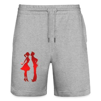 Aimez-moi la Saint-Valentin Joyeux Valentin Saint-Valentin - Short de jogging bio TRAINER Stanley/Stella unisexe - gris chiné - Devant - Nik (191cm) & Marisol (170cm)