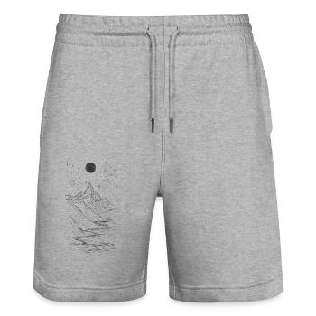 Moon beach - Stanley/Stella Trainer Unisex Organic Jogging Shorts - heather grey - Front - Nik (191cm) & Marisol (170cm)