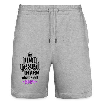 Jga 2024 Junggesellinnenabschied - Stanley/Stella Unisex Bio Joggingshorts Trainer  - Grau meliert - Vorne - Nik (191cm) & Marisol (170cm)