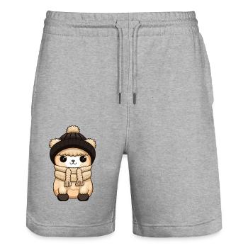 Alpaca Animal Baby Comic - Stanley/Stella Trainer Unisex Organic Jogging Shorts - heather grey - Front - Nik (191cm) & Marisol (170cm)