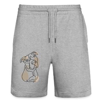 EINE LINIE MINIMALISTISCHER PITBULL - Stanley/Stella Unisex Bio Joggingshorts Trainer  - Grau meliert - Vorne - Nik (191cm) & Marisol (170cm)