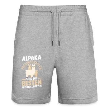 Alpaca - Stanley/Stella Trainer Unisex Organic Jogging Shorts - heather grey - Front - Nik (191cm) & Marisol (170cm)