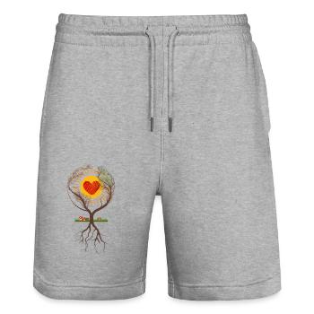 Wood mice - Stanley/Stella Trainer Unisex Organic Jogging Shorts - heather grey - Front - Nik (191cm) & Marisol (170cm)
