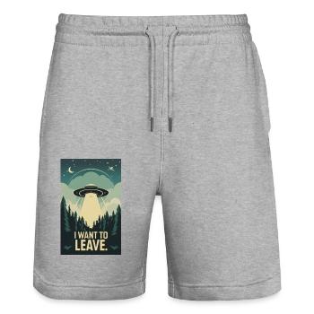 I WANT TO LEAVE - Stanley/Stella Unisex Bio Joggingshorts Trainer  - Grau meliert - Vorne - Nik (191cm) & Marisol (170cm)