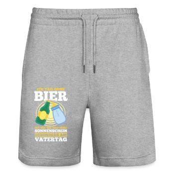 Dad Beer Father Father's Day - Stanley/Stella Trainer Unisex Organic Jogging Shorts - heather grey - Front - Nik (191cm) & Marisol (170cm)