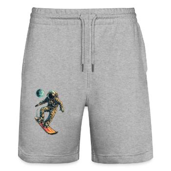 Zero Gravity Snowboarden - Stanley/Stella Unisex Bio Joggingshorts Trainer  - Grau meliert - Vorne - Nik (191cm) & Marisol (170cm)