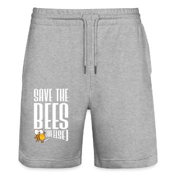 Rettet die Bienen oder sonst Messer Lustig Niedliche Biene Imker - Stanley/Stella Unisex Bio Joggingshorts Trainer  - Grau meliert - Vorne - Nik (191cm) & Marisol (170cm)