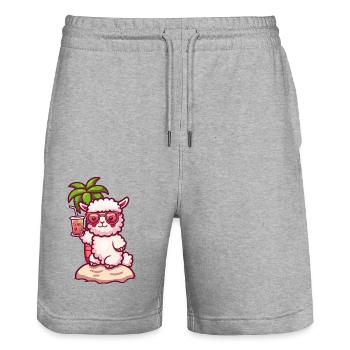 Alpaca Llama Summer Beach Holidays - Stanley/Stella Trainer Unisex Organic Jogging Shorts - heather grey - Front - Nik (191cm) & Marisol (170cm)
