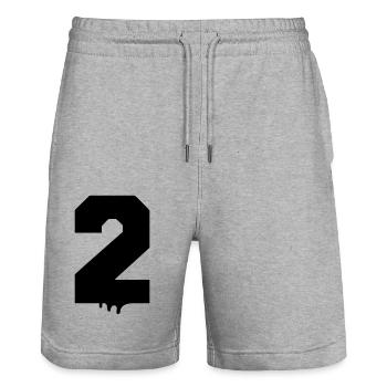 2 Numéros - Short de jogging bio TRAINER Stanley/Stella unisexe - gris chiné - Devant - Nik (191cm) & Marisol (170cm)