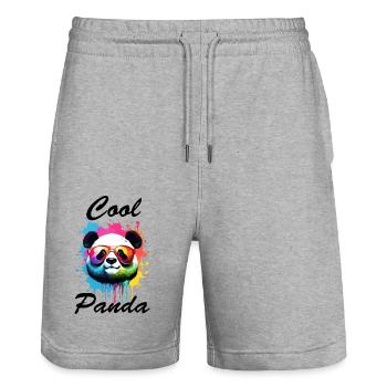 Panda / Animal / Zoo / Bamboo / Wild / Childlike - Stanley/Stella Trainer Unisex Organic Jogging Shorts - heather grey - Front - Nik (191cm) & Marisol (170cm)