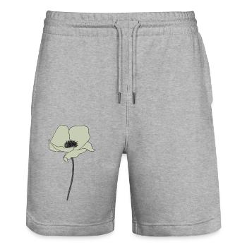 mohnblume beige - Stanley/Stella Unisex Bio Joggingshorts Trainer  - Grau meliert - Vorne - Nik (191cm) & Marisol (170cm)