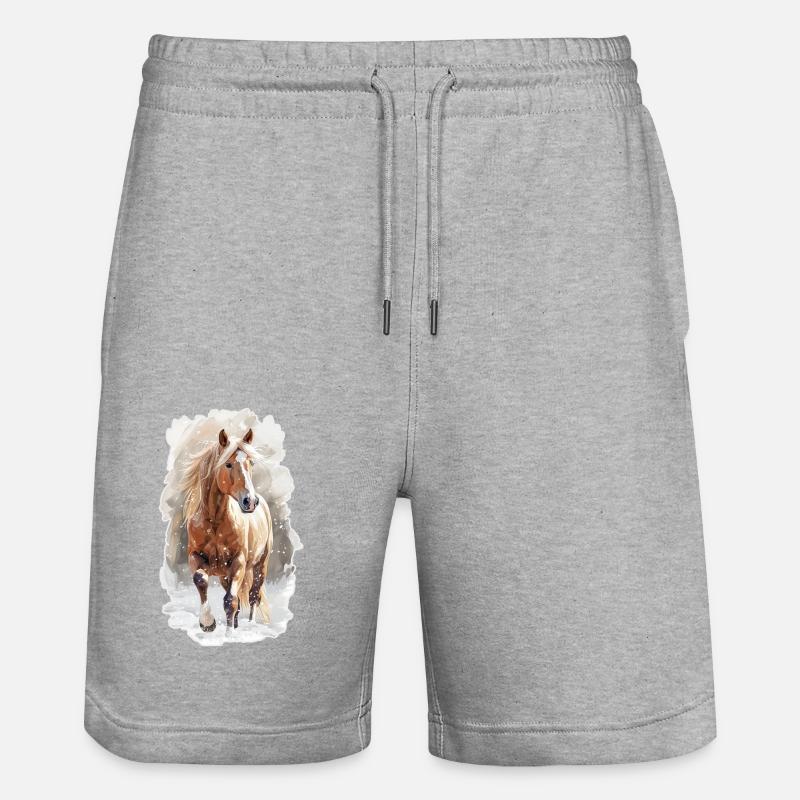 Cheval dans la neige - Short de jogging bio TRAINER Stanley/Stella unisexe - gris chiné