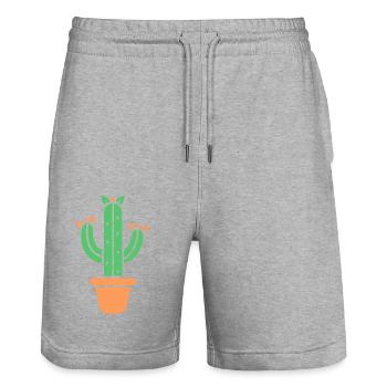 Kaktus - Stanley/Stella Unisex Bio Joggingshorts Trainer  - Grau meliert - Vorne - Nik (191cm) & Marisol (170cm)