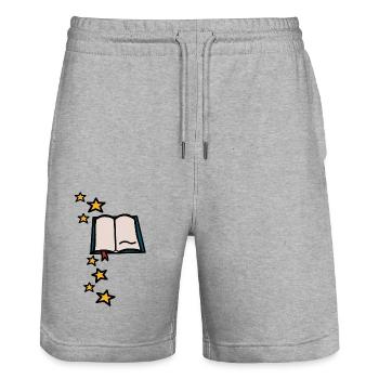 Livre magique - Short de jogging bio TRAINER Stanley/Stella unisexe - gris chiné - Devant - Nik (191cm) & Marisol (170cm)