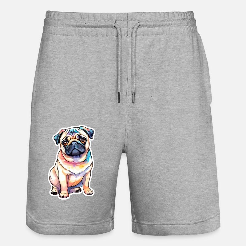 Aquarelles de carlin - Short de jogging bio TRAINER Stanley/Stella unisexe - gris chiné