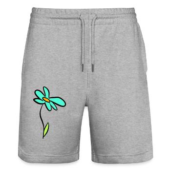 Happy flower illustration handmade - Stanley/Stella Trainer Unisex Organic Jogging Shorts - heather grey - Front - Nik (191cm) & Marisol (170cm)
