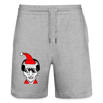 Fête Père Noël Cool Noël Hiver Musique - Short de jogging bio TRAINER Stanley/Stella unisexe - gris chiné - Devant - Nik (191cm) & Marisol (170cm)