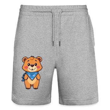 Stylish Teddy Bear - Stanley/Stella Trainer Unisex Organic Jogging Shorts - heather grey - Front - Nik (191cm) & Marisol (170cm)