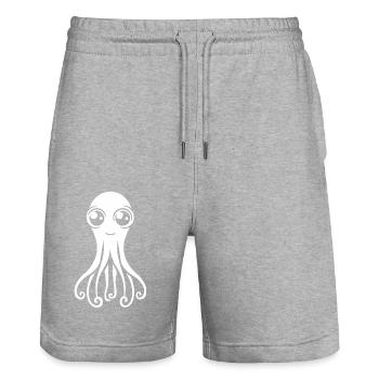 Squid - Stanley/Stella Trainer Unisex Organic Jogging Shorts - heather grey - Front - Nik (191cm) & Marisol (170cm)