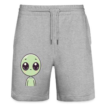 Alien mignon - Short de jogging bio TRAINER Stanley/Stella unisexe - gris chiné - Devant - Nik (191cm) & Marisol (170cm)