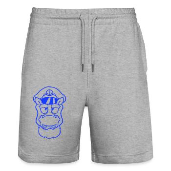 Hippopotamus Captain Face Funny Cute Cartoon Comic - Stanley/Stella Trainer Unisex Organic Jogging Shorts - heather grey - Front - Nik (191cm) & Marisol (170cm)