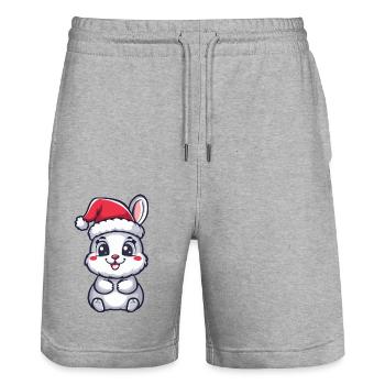 Hase Weihnachten - Stanley/Stella Unisex Bio Joggingshorts Trainer  - Grau meliert - Vorne - Nik (191cm) & Marisol (170cm)
