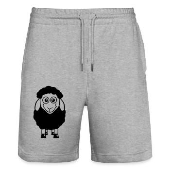 mouton noir petit mignon mignon agneau cool bande dessinée - Short de jogging bio TRAINER Stanley/Stella unisexe - gris chiné - Devant - Nik (191cm) & Marisol (170cm)