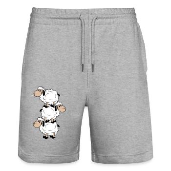 3 Schafe Turm Zirkus Akrobatik Drei Artisten Spaß - Stanley/Stella Unisex Bio Joggingshorts Trainer  - Grau meliert - Vorne - Nik (191cm) & Marisol (170cm)