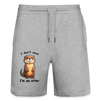 Otter Attitude: I Don't Care - Stanley/Stella Trainer Unisex Organic Jogging Shorts - heather grey - Front - Nik (191cm) & Marisol (170cm)