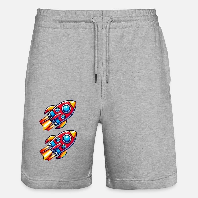 rakete comic - Stanley/Stella Unisex Bio Joggingshorts Trainer  - Grau meliert