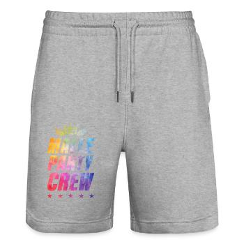 Malle Party Crew - Stanley/Stella Trainer Unisex Organic Jogging Shorts - heather grey - Front - Nik (191cm) & Marisol (170cm)