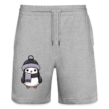 Penguin Winter Animal Baby Comic - Stanley/Stella Trainer Unisex Organic Jogging Shorts - heather grey - Front - Nik (191cm) & Marisol (170cm)
