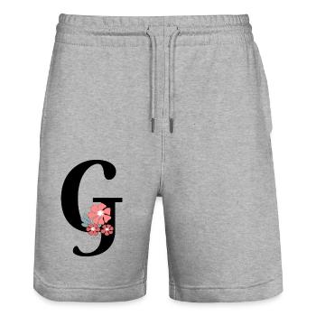 Letter g Minimalist Flowers - Stanley/Stella Trainer Unisex Organic Jogging Shorts - heather grey - Front - Nik (191cm) & Marisol (170cm)
