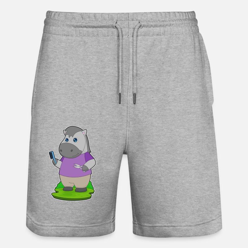 Cheval coiffeur Ciseaux Peigne - Short de jogging bio TRAINER Stanley/Stella unisexe - gris chiné