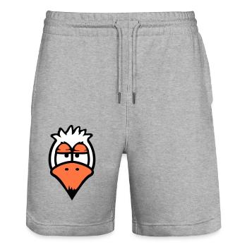 Bird looks funny, annoyed, tired, angry, frustrated - Stanley/Stella Trainer Unisex Organic Jogging Shorts - heather grey - Front - Nik (191cm) & Marisol (170cm)
