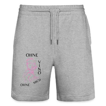 Ohne Vino ohne mich - Stanley/Stella Unisex Bio Joggingshorts Trainer  - Grau meliert - Vorne - Nik (191cm) & Marisol (170cm)