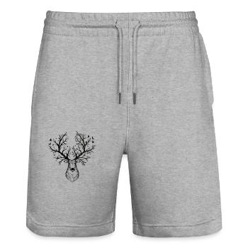 Fantasy deer - Stanley/Stella Trainer Unisex Organic Jogging Shorts - heather grey - Front - Nik (191cm) & Marisol (170cm)
