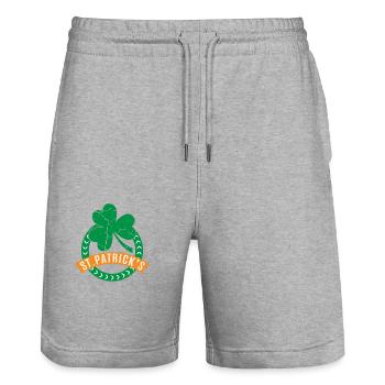 St Patricks Day - Stanley/Stella Trainer Unisex Organic Jogging Shorts - heather grey - Front - Nik (191cm) & Marisol (170cm)