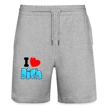 I Herz Dich - Stanley/Stella Unisex Bio Joggingshorts Trainer  - Grau meliert - Vorne - Nik (191cm) & Marisol (170cm)