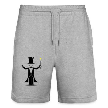 Wizard Design - Stanley/Stella Trainer Unisex Organic Jogging Shorts - heather grey - Front - Nik (191cm) & Marisol (170cm)
