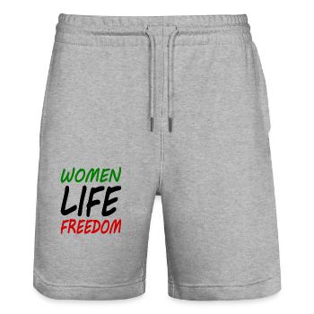 Women life freedom - Short de jogging bio TRAINER Stanley/Stella unisexe - gris chiné - Devant - Nik (191cm) & Marisol (170cm)