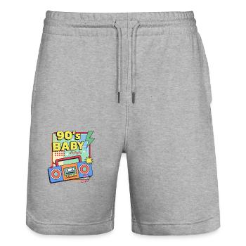 bébé des années 90 - Short de jogging bio TRAINER Stanley/Stella unisexe - gris chiné - Devant - Nik (191cm) & Marisol (170cm)