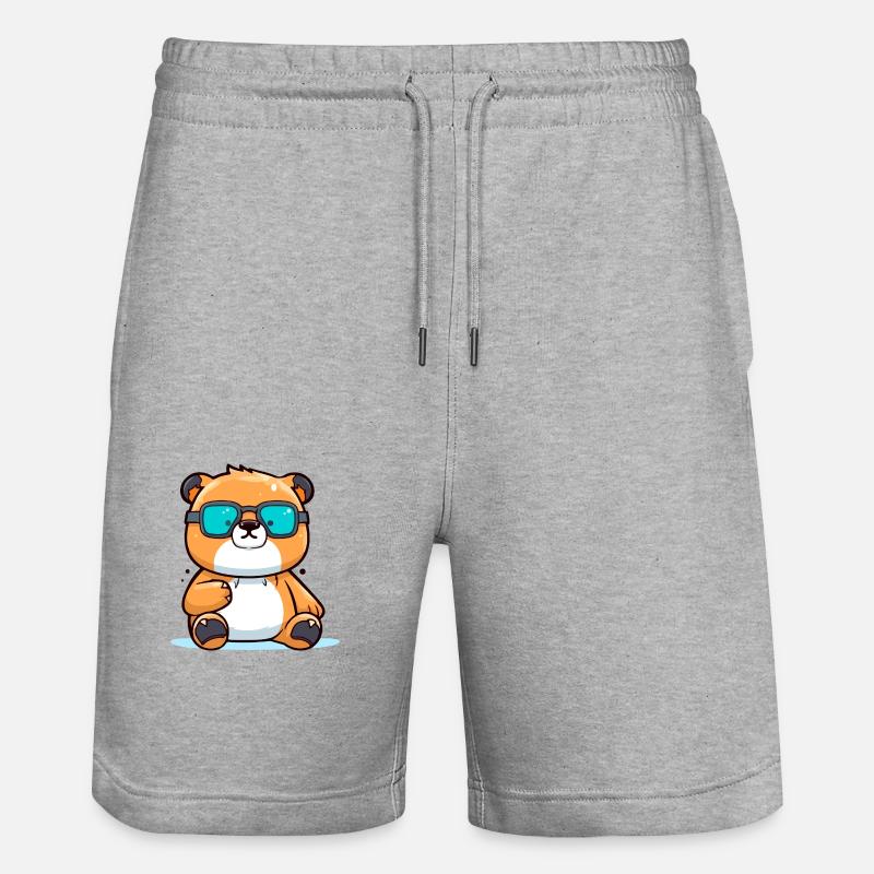 Molko l'ours à lunettes - Short de jogging bio TRAINER Stanley/Stella unisexe - gris chiné