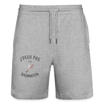 J'Peux pas j'ai Badminton - Short de jogging bio TRAINER Stanley/Stella unisexe - gris chiné - Devant - Nik (191cm) & Marisol (170cm)