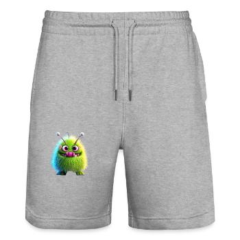Happy Halloween cute monster tongue out scary fun - Stanley/Stella Trainer Unisex Organic Jogging Shorts - heather grey - Front - Nik (191cm) & Marisol (170cm)